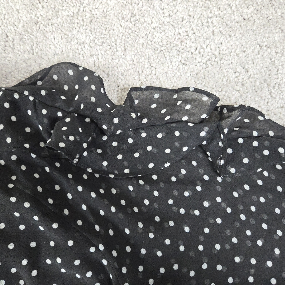 Chico's 2.5 large Black/White Polka Dot Sheer Shift Dress with Lining - Picture 9 of 10